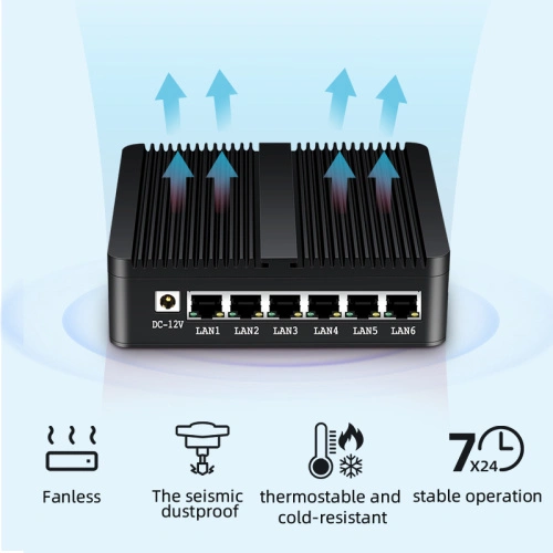 Bộ định tuyến tường lửa không quạt 6 Gigabit Ethernet RJ45 J1900 - Ảnh 4
