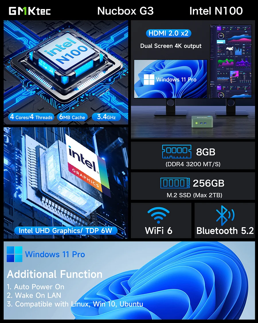 NucBox G3–Máy tính mini tiết kiệm chi phí nhất với bộ xử lý Intel N100 - Ảnh 4