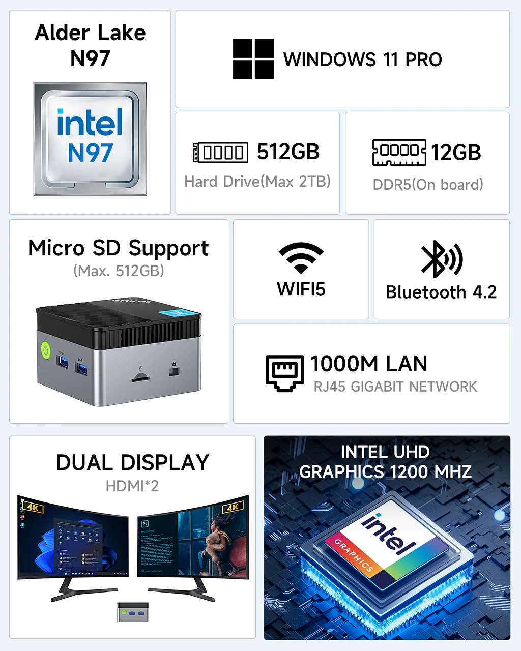 Máy tính mini Intel Alder Lake N97–NucBox G5 - Ảnh 4
