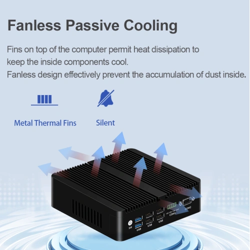 N100 Quạt Không Quạt Tường Lửa Mini PC RS485 Phoenix Terminal - Ảnh 3