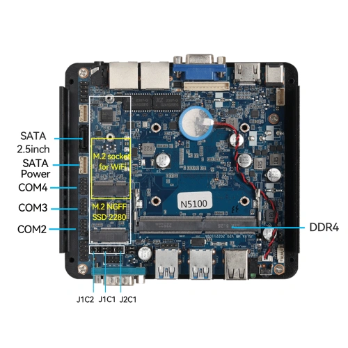Máy tính mini công nghiệp Linux không quạt N5100 Dual LAN - Ảnh 4