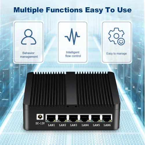 Bộ định tuyến tường lửa không quạt 6 Gigabit Ethernet RJ45 J1900 - Ảnh 3