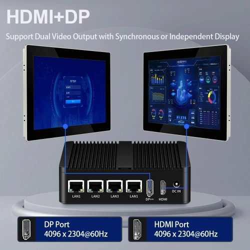 N100 Quạt Không Quạt Tường Lửa Mini PC RS485 Phoenix Terminal - Ảnh 2