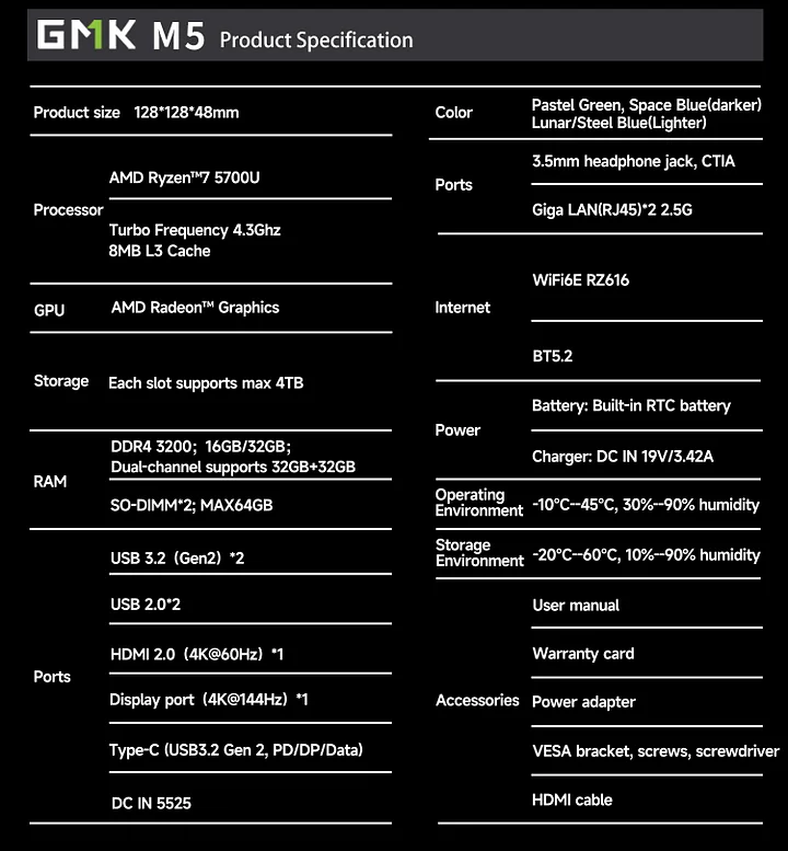 Máy tính mini AMD Ryzen 7 5700U–NucBox M5 Pro - Ảnh 7
