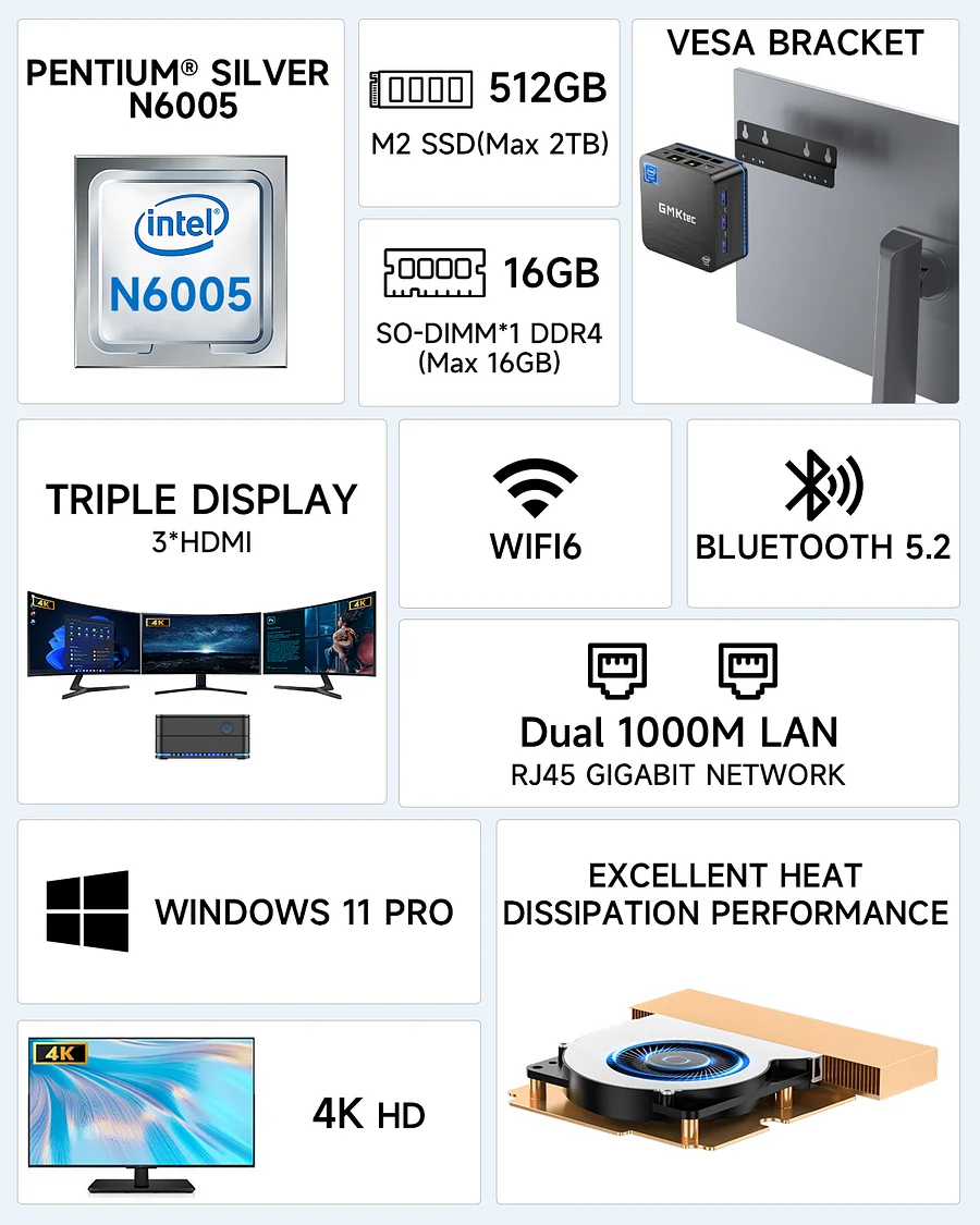 Máy tính mini Intel Pentium Silver 11 N6005–NucBox 7 - Ảnh 6