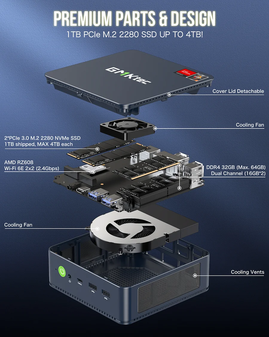Máy tính mini AMD Ryzen 7 5700U–NucBox M5 Pro - Ảnh 9