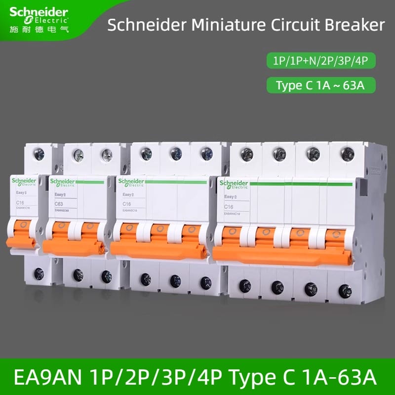 Schneider Electric E9 chuyển đổi không khí TYPE-C 1P/2P/3P/4P hộ gia đình nhỏ ngắt mạch 6A ~ 63A micro-break ea9an