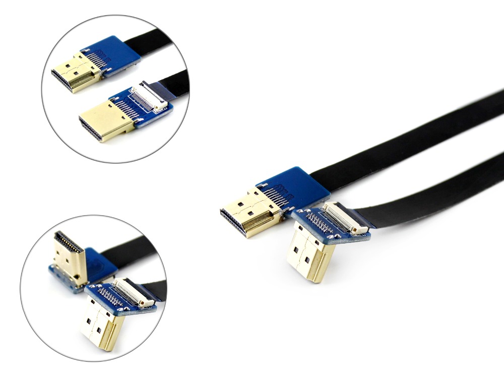 Waveshare ngang/thẳng nối 20pin 0.5Pitch 0.2m/0.5m/1m Cáp ffc cho Diy HDMI tương thích cáp
