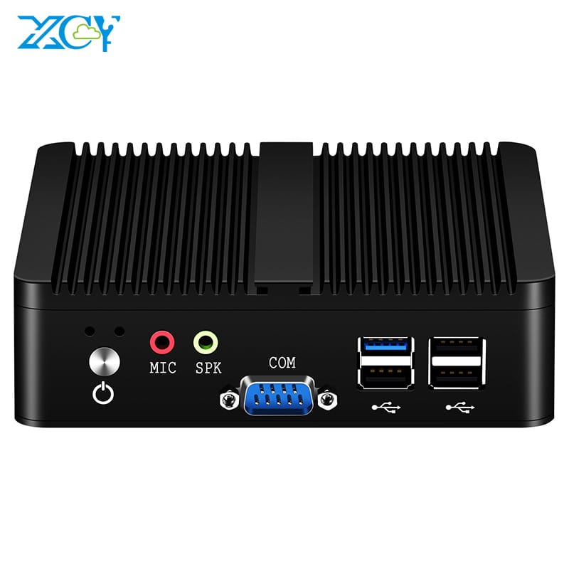 Xcy fanless Mini PC Intel Celeron j6412 Ethernet kép 2X Com RS232 RS485 Windows Linux HDMI VGA 4x USB Wifi máy tính công nghiệp
