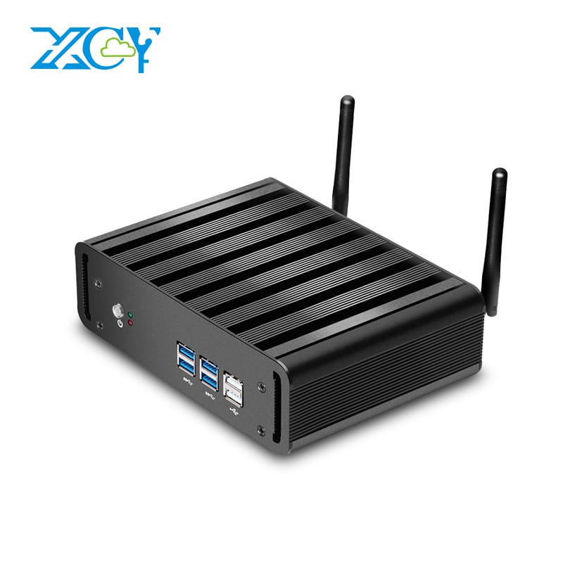 Xcy fanless Mini PC Intel Core i7 5500U Windows Linux HDMI VGA Wifi Gigabit Ethernet 8x cổng USB HTPC máy khách máy tính công nghiệp mỏng