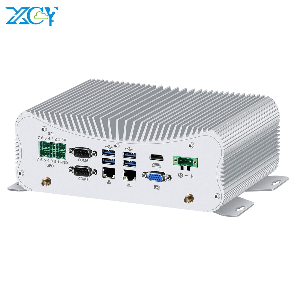 Fanless Mini PC Intel Core I7 10610u 6x Com RS232 RS422 RS485 2X Lan PS/2 HDMI VGA GPIO 6x USB hỗ trợ wifi 4G LTE Windows Linux