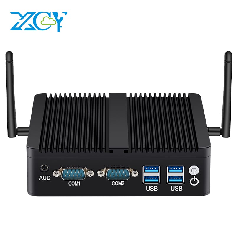 Không quạt Mini PC Intel Celeron j4125 j6412 2X Gigabit Ethernet 2X Com RS232 RS485 6x USB hỗ trợ wifi 4G LTE Windows 10 Linux