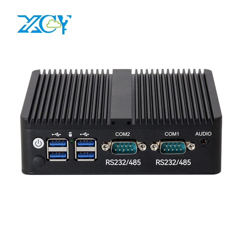 Không quạt Mini PC Intel Celeron j6412 DDR4 M.2 SSD 2X GbE LAN RS232 RS485 Hỗ trợ Wifi 4G LTE Windows 10/11 Linux
