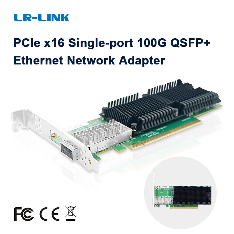 LR-LINK 1019pf 100 gam qsfp Card mạng Nic với Intel chip Single-Port PCL Express X16 hỗ trợ rdma Windows Server /Linux/Vmware