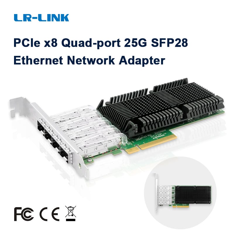 LR-LINK 1027pf 25GB PCI-E Card mạng Nic dựa trên Intel E810 chip, Quad sfp28 cổng 25 gam PCI Express x8 Ethernet Adapter