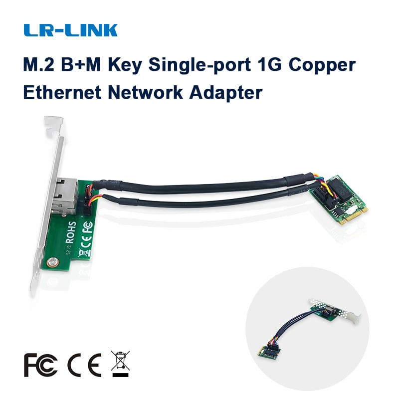 LR-LINK 2211pt M.2 B M Key Single-Port 1 gam Đồng Ethernet Card mạng PCI Express Server Adapter Nic Intel chip dựa