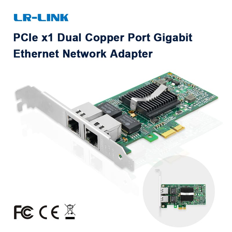 LR-LINK 9202pt Gigabit Ethernet Card Mạng Adapter PCI-Express X1 cổng kép RJ45 LAN Card PC Intel 82575