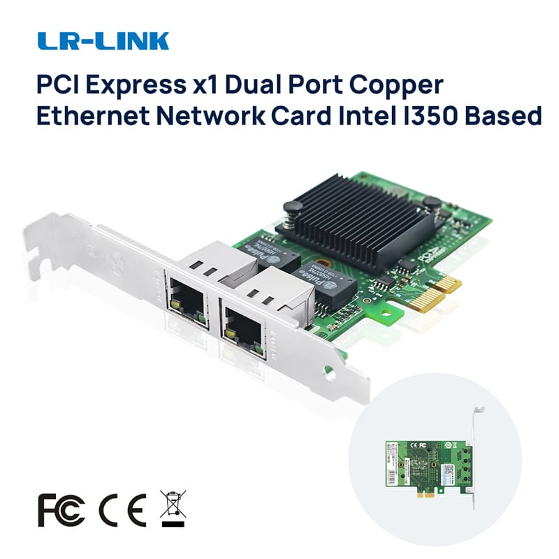 LR-LINK 9222pt 10/100/1000 Mbps Card mạng PCI Express X1 Đồng kép cổng Gigabit máy chủ Adapter Intel i350am2 dựa