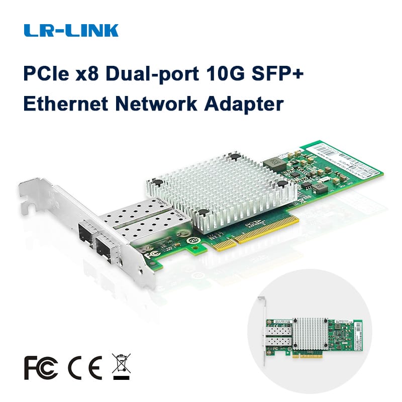 LR-LINK 9802bf-2sfp 10GB Ethernet Card mạng PCIe X8 cổng kép sợi quang máy chủ Adapter Intel 82599 tương thích X520-DA2