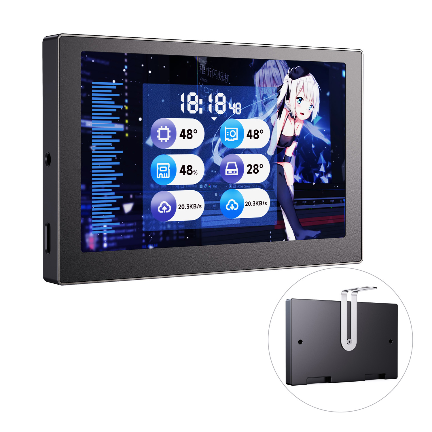 Màn hình USB waveshare5/7/8 / 8.8 inch, màn hình LCD AIO, Ốp PC màn hình thứ cấp/màn hình xung quanh RGB để bàn, bảng điều khiển IPS