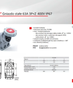 Ổ cắm điện công nghiệp chống thấm nước và chống cháy nổ ba - 380V - 63A - 4 chân - IP67 - Typ134