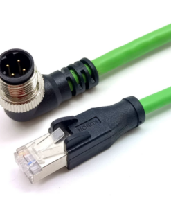 Bộ chuyển đổi uốn cong M12 sang RJ45, góc vuông 90 độ, cáp - D, tương thích với SICK và Beckhoff.